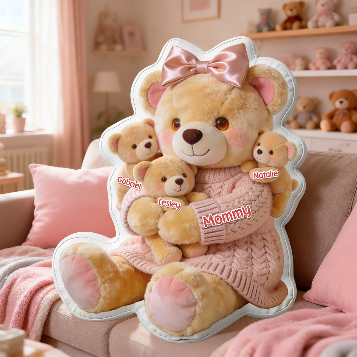 Mom Bear Custom Shape Pillow - Personalized Gifts For Mother 03pgmg160326 - Pillow - GoDuckee