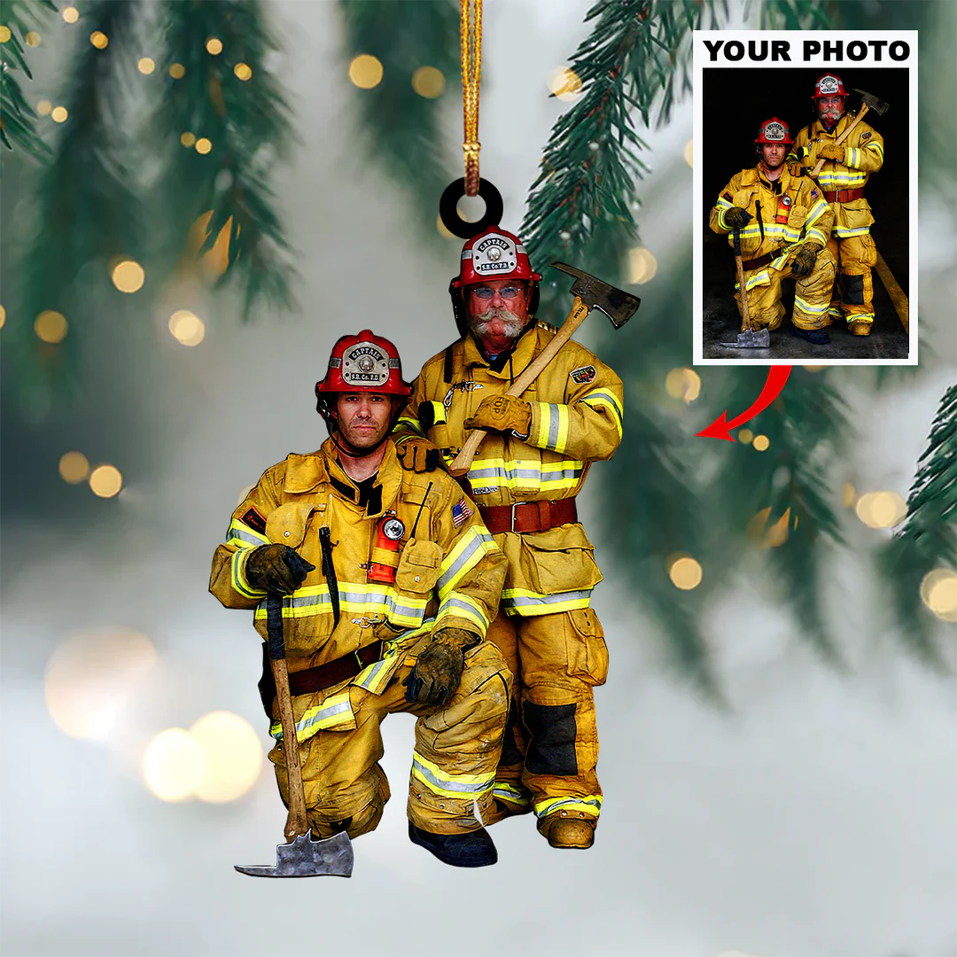 Custom Photo Gifts For Firefighter, Upload Photo Christmas Ornament 06pgvp140924 - Ornament - GoDuckee