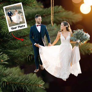 Custom Photo Gifts For Married Couple, Upload Wedding Photo Christmas Ornament 36pgvp140924 - Ornament - GoDuckee