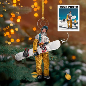 Custom Photo Gifts For Skiing Lovers, Upload Skiing Photo Christmas Ornament 28pgvp140924 - Ornament - GoDuckee