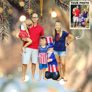 Custom Photo Gifts For Family, Upload Patriot Family Photo Christmas Ornament 21pgvp140924 - Ornament - GoDuckee