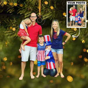 Custom Photo Gifts For Family, Upload Patriot Family Photo Christmas Ornament 21pgvp140924 - Ornament - GoDuckee