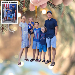 Custom Photo Gifts For Family, Upload Patriot Family Photo Christmas Ornament 21pgvp140924 - Ornament - GoDuckee