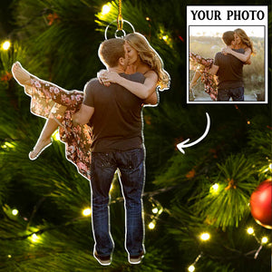 Custom Photo Gifts For Couple, Upload Kissing Couple Photo Christmas Ornament 52pgxx290824 - Ornament - GoDuckee