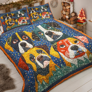 Boxers Dog Christmas Quilt Bed Set Gifts For Dog Lovers 04HUDT081124 - Blanket - GoDuckee