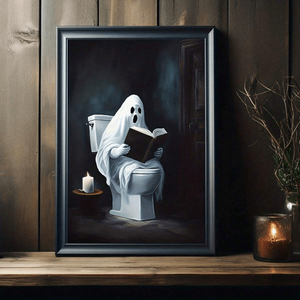 Funny Halloween Gifts - Toilet Reading Ghost Canvas Print 07acxx220824 - Poster & Canvas - GoDuckee