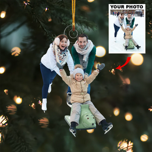 Custom Photo Gifts For Family, Upload Playing In The Snow Photo Christmas Ornament 37pgvp140924 - Ornament - GoDuckee