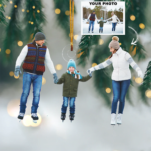 Custom Photo Gifts For Family, Upload Playing In The Snow Photo Christmas Ornament 37pgvp140924 - Ornament - GoDuckee