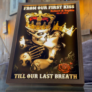 From Our First Kiss Till Our Last Breath, Couple Gift, Personalized Light Picture Frame, Skull Couple Light Frame - Poster & Canvas - GoDuckee