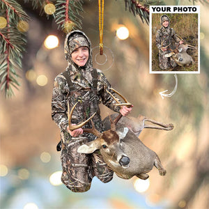 Custom Photo Gifts For Hunter, Deer Hunting Photo Christmas Ornament 31pgxx290824 - Ornament - GoDuckee