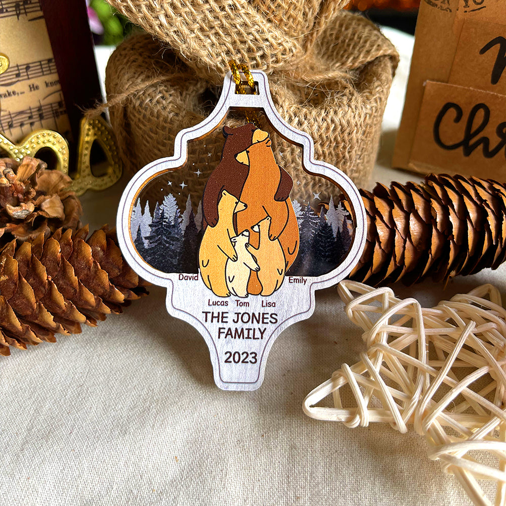 Gift For Family, Personalized Mixed Ornament, Bear Family Hugging Ornament, Christmas Gift TT - Ornament - GoDuckee