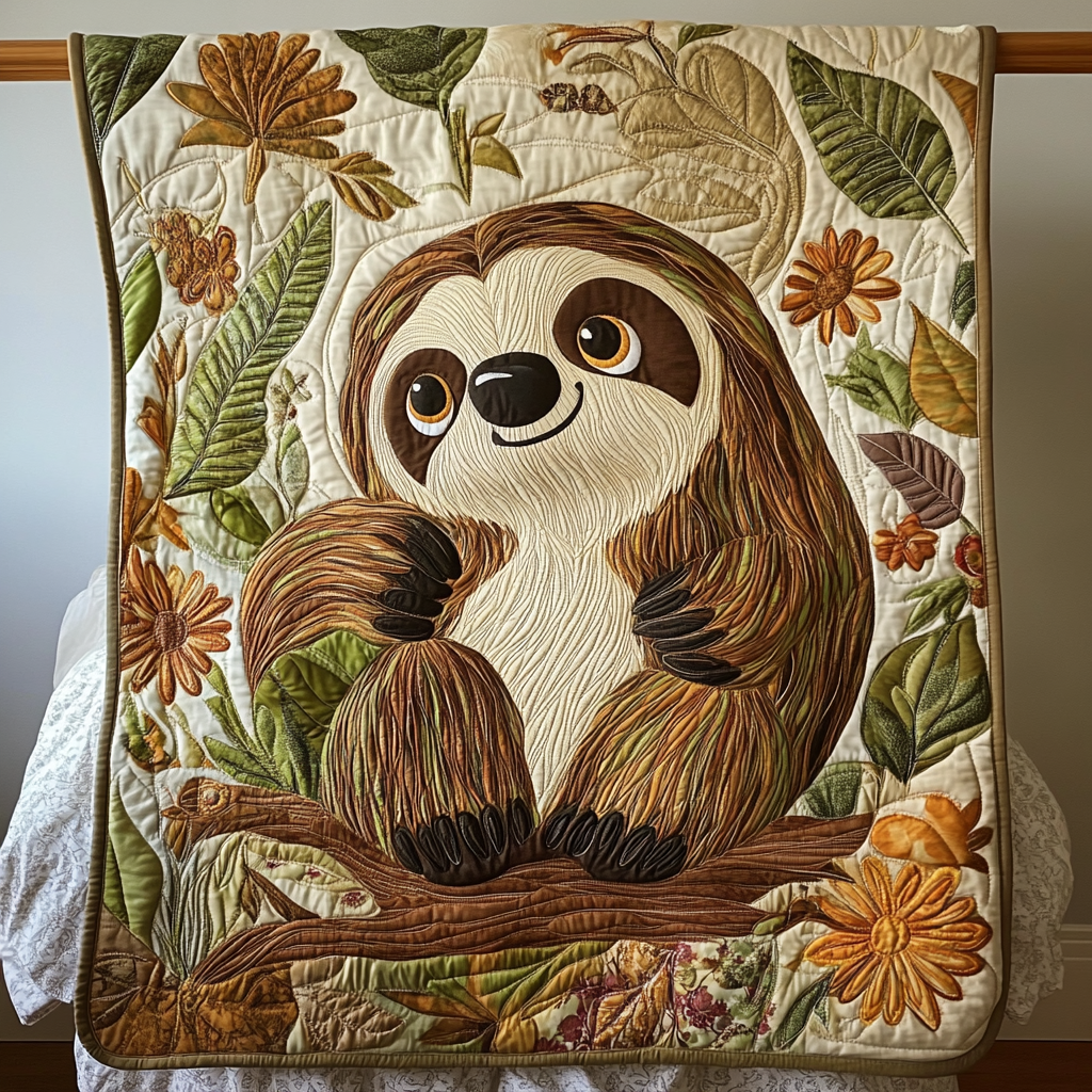 Gifts For Sloth Lover Blanket Sloth And Flower - Blanket - GoDuckee