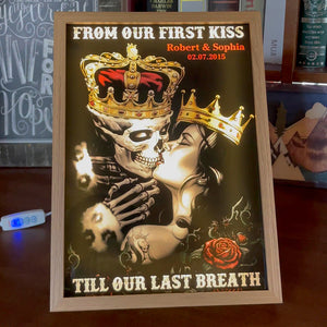 From Our First Kiss Till Our Last Breath, Couple Gift, Personalized Light Picture Frame, Skull Couple Light Frame - Poster & Canvas - GoDuckee