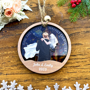 And They Lived Happily Ever After, Couple Gift, Personalized Ornament, Couple Suncatcher Ornament, Chirstmas Gift - Ornament - GoDuckee