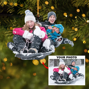 Custom Photo Gifts For Family, Upload Playing In The Snow Photo Christmas Ornament 37pgvp140924 - Ornament - GoDuckee