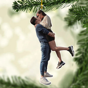 Custom Photo Gifts For Couple, Upload Kissing Couple Photo Christmas Ornament 52pgxx290824 - Ornament - GoDuckee