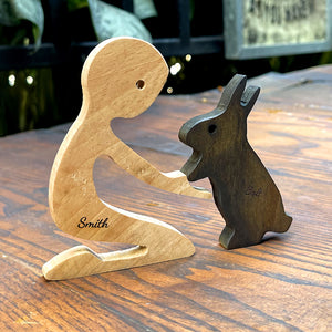 Personalized Man With Rabbit Wood Puzzle, Unique Home Decoration For Rabbit Lovers - Wood Sign - GoDuckee