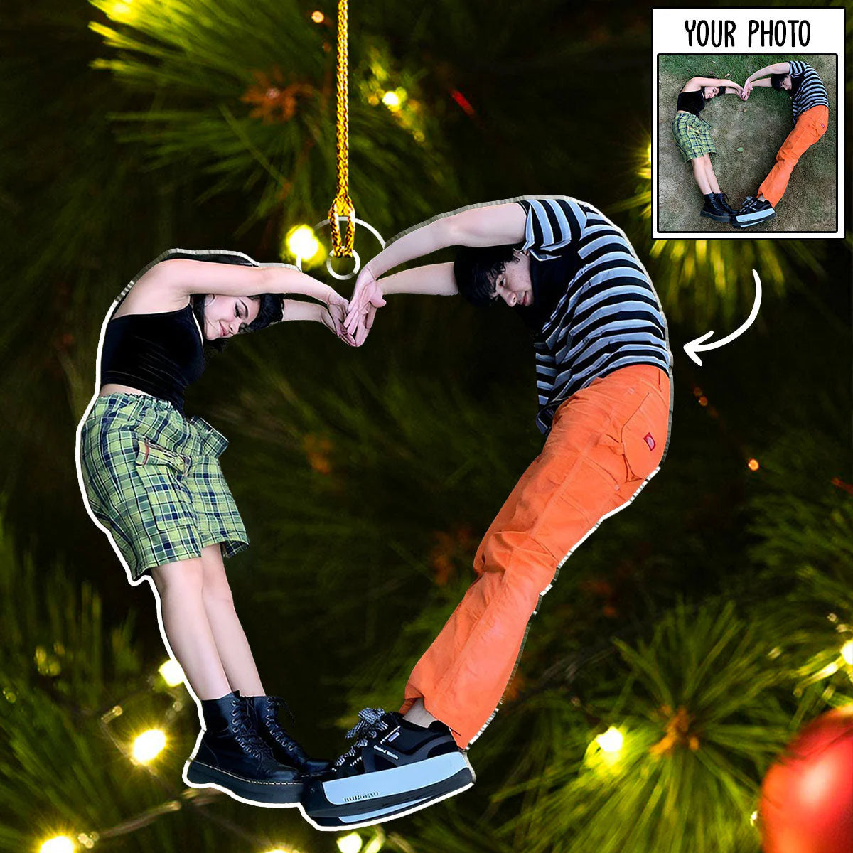 Custom Photo Gifts For Couple, Upload Couple Photo Christmas Ornament 50pgxx290824 - Ornament - GoDuckee