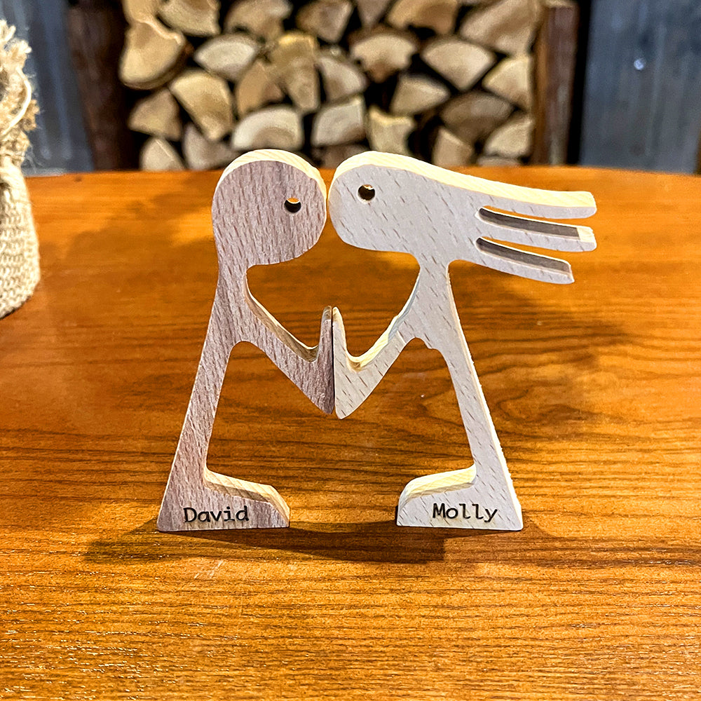 Personalized Standing Kissing Couple Wood Puzzle, Birthday Gift, Christmas Gift For Couple - Wood Sign - GoDuckee