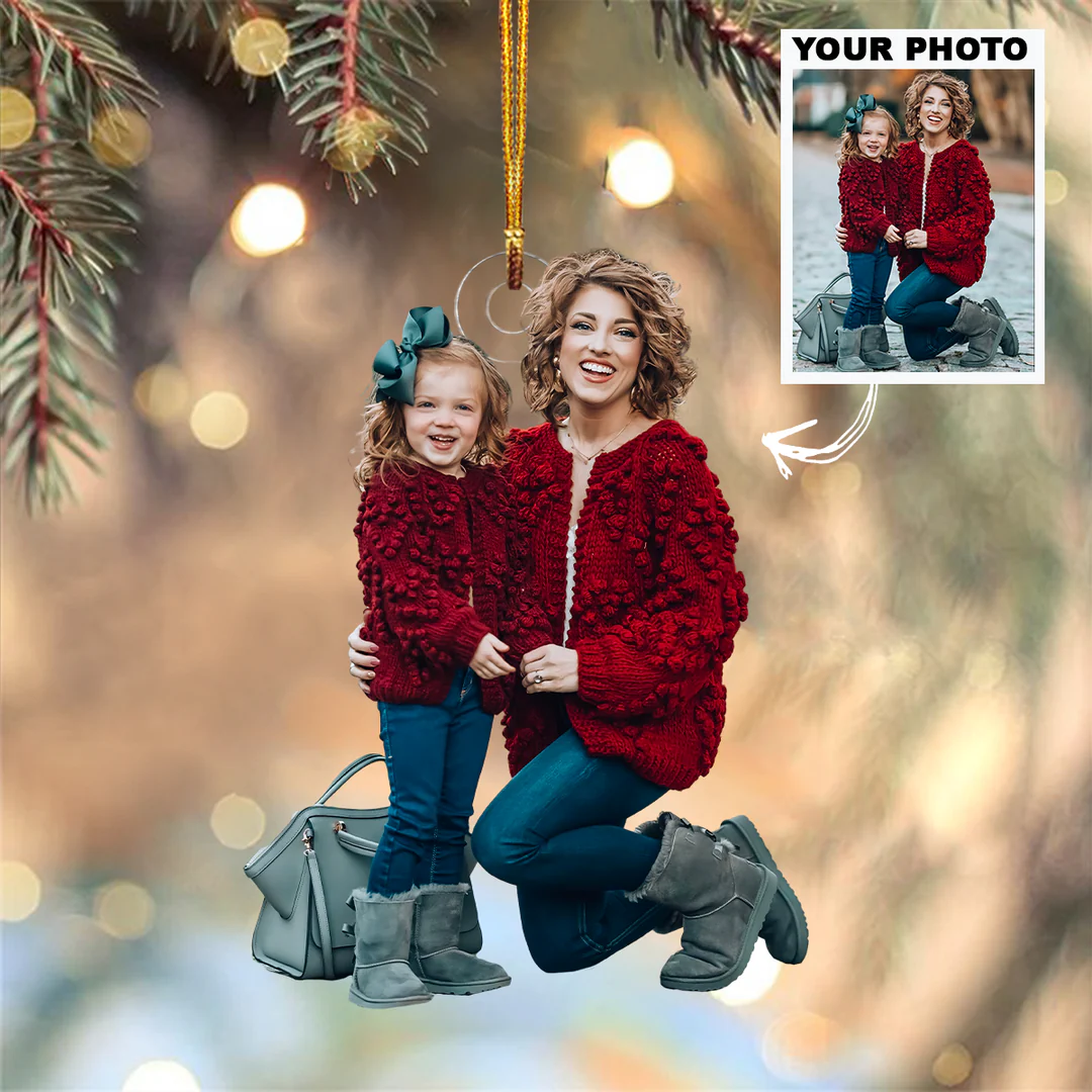 Custom Photo Gifts For Mom, Upload Mom And Kid Christmas Ornament 16pgvp140924 - Ornament - GoDuckee