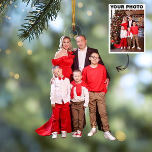 Custom Photo Gifts For Family, Upload Family Photo Christmas Ornament 23pgvp140924 - Ornament - GoDuckee