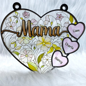 Personalized Gifts For Mom Suncatcher Ornament, Soft Vibrant Flower Heart 01qhti270225 - Ornament - GoDuckee