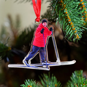 Custom Photo Skiing Player, Personalized Ornament, Gifts For Skiing Player - Ornament - GoDuckee