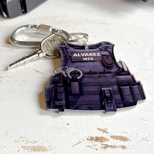 Police Bulletproof Vest - Personalized Flat Keychain - Gift for Police - Keychains - GoDuckee
