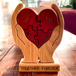 Personalized Hand Family Wooden Art Puzzle, Gift For Family 04ACHU310723 - Wood Sign - GoDuckee