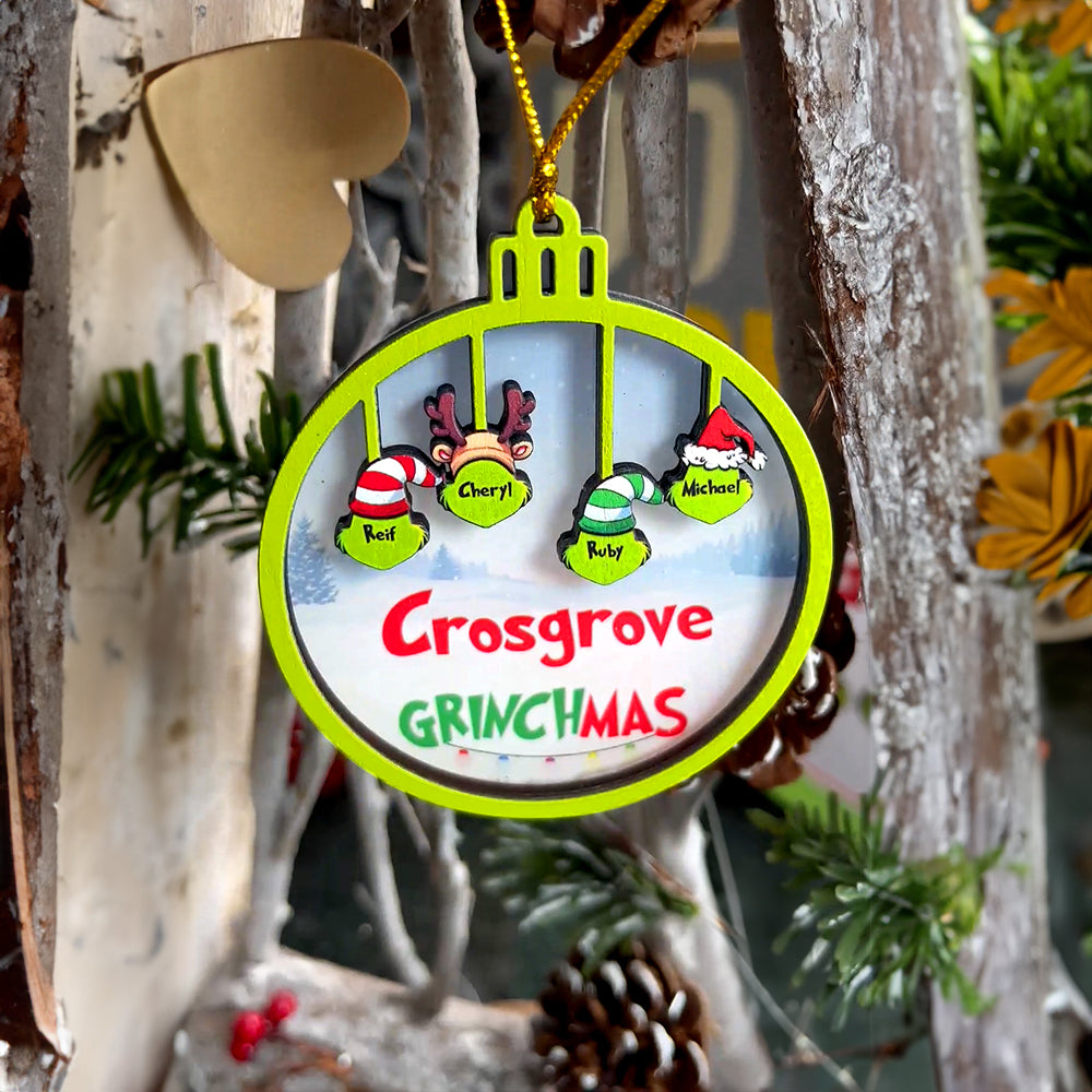 Christmas Family Greenmas Personalized 2 Layer Mixed Ornament - Ornament - GoDuckee
