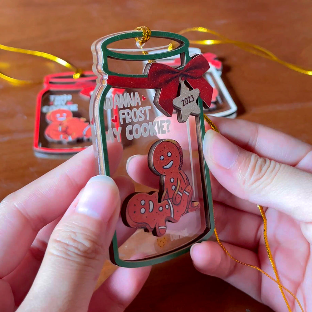 Taste My Cookie, Couple Gift, Personalized Ornament, Gingerbread Funny Couple Ornament, Christmas Gift - Ornament - GoDuckee