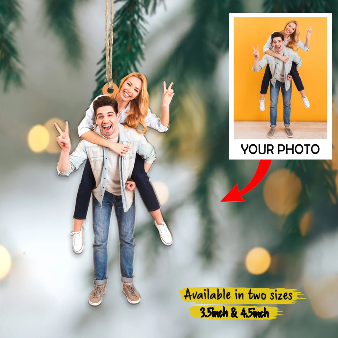Custom Photo Gifts For Couple, Upload Couple Photo Christmas Ornament 02pgxx290824 - Ornament - GoDuckee