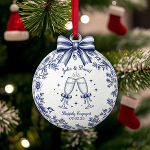 Happily Engaged Couple Ornament - Personalized Christmas Gifts For Couples 01PGLU060925 - Ornament - GoDuckee