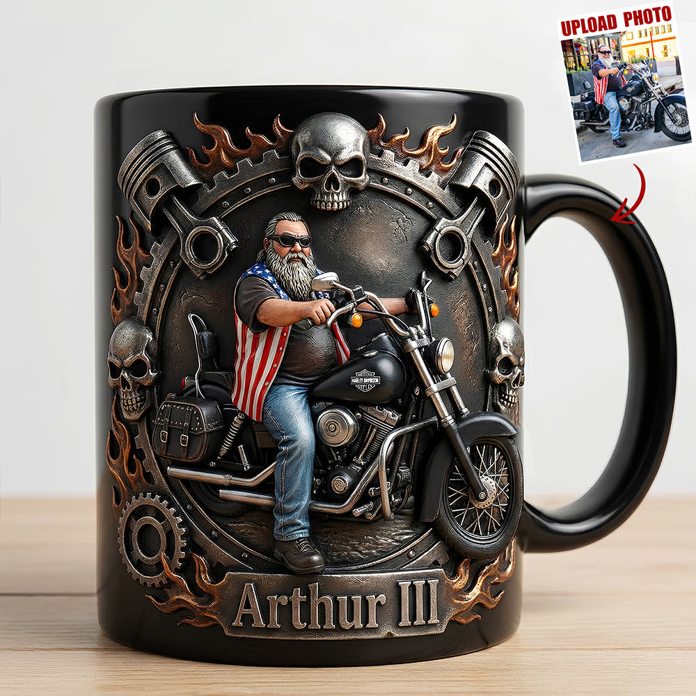 Badass Skull Motorcycle Mug - Custom Photo Gifts For Motorcycle Lovers 01hudt170126 - Coffee Mug - GoDuckee