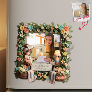 Sewing Girl Custom Photo Fridge Magnet - Personalized Gifts For Sewing Lovers 04pata261125 - Fridge Magnet - GoDuckee