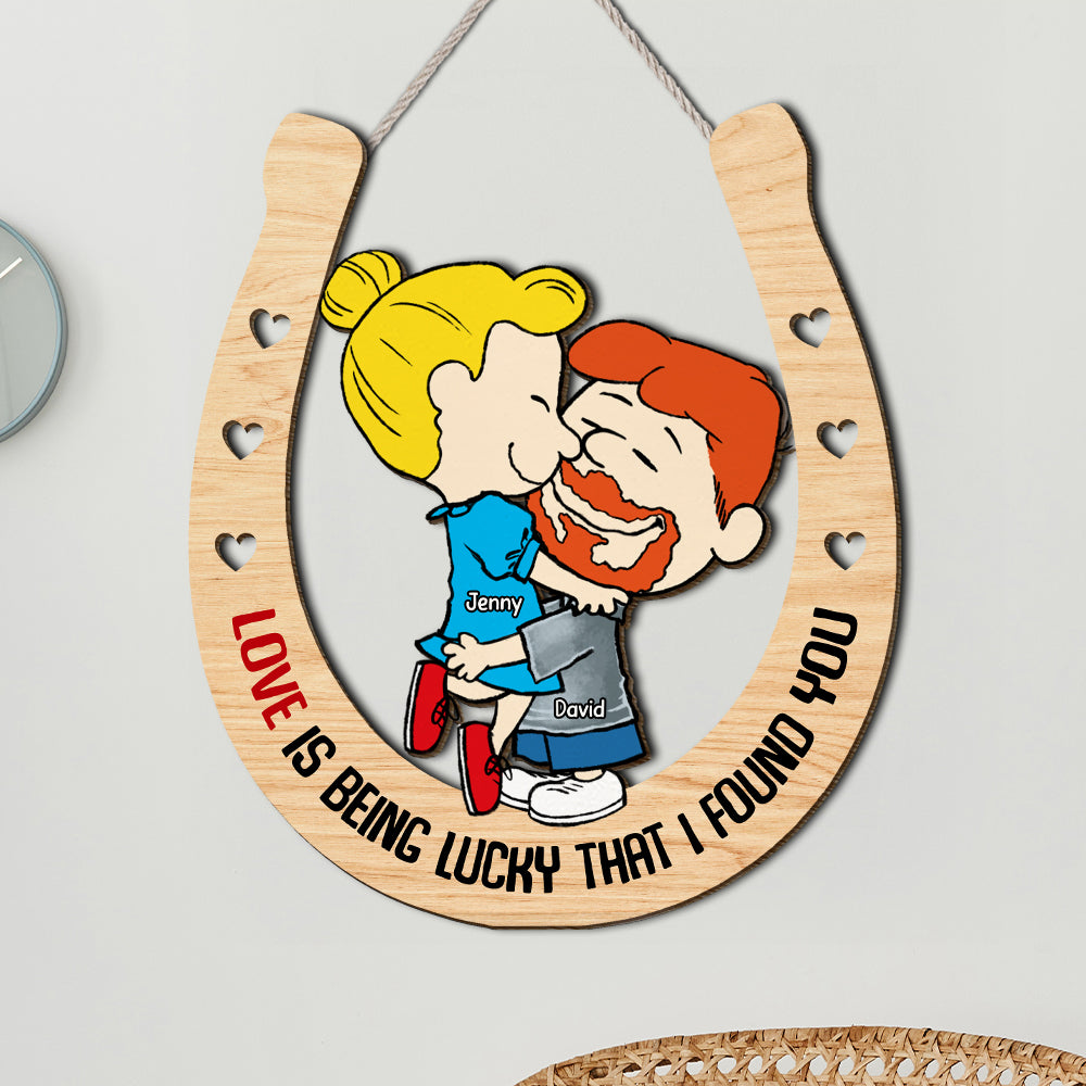 Personalized Gifts For Couple Wood Sign 04ohtn130125hg Love Is Being Lucky That I Found You - Wood Sign - GoDuckee