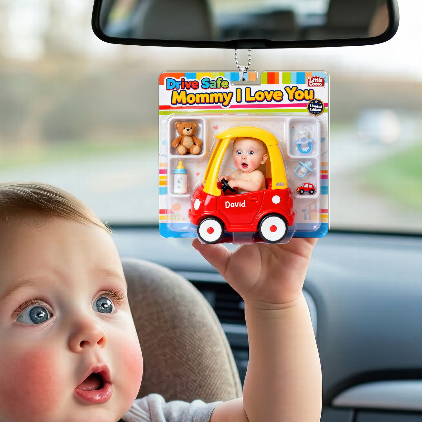 Cute Baby Driver Adventure Car Ornament - Custom Photo Gifts For Mom 05naqn120326 - Ornament - GoDuckee