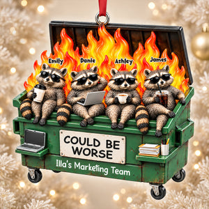 Raccoon Dumpster Fire Nonchalant Ornament - Personalized Gifts For Coworkers 02qhdt201026 - Ornament - GoDuckee