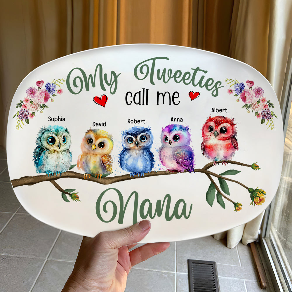 Grandma Little Tweeties, Personalized Resin Plate, My Tweeties Call Me Nana, Birthday Gift For Grandma - Resin Plate - GoDuckee
