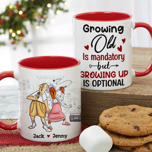 Grow Up Is Optional - Personalized Couple Mug - Gift For Funny Old Couple - Coffee Mug - GoDuckee