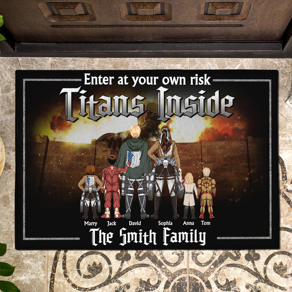Personalized Gifts For Family Doormat Enter At Your Own Risk 01TOTN190124HH - Doormats - GoDuckee