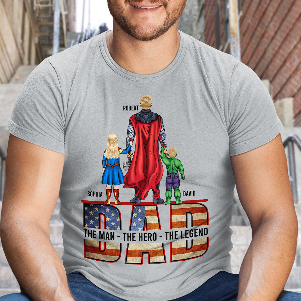 Super Dad, Man, Hero, Legend - Personalized Shirt, Gift For Father's Day - Shirts - GoDuckee