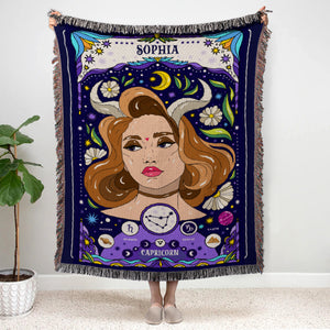 Personalized Zodiac Signs Woven Blanket, Gift For Astrology Lovers, Zodiac Lovers - Blanket - GoDuckee