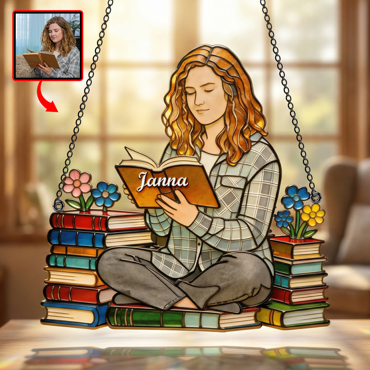 Book Lover Suncatcher - Custom Photo Gifts For Book Lovers 01nadh030426 - Ornament - GoDuckee