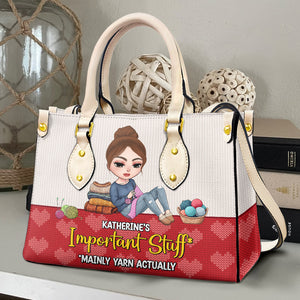 Personalized Gifts For Yarn Addicts Leather Bag Knitting Girl 03qhtn290724hh - Leather Bag - GoDuckee