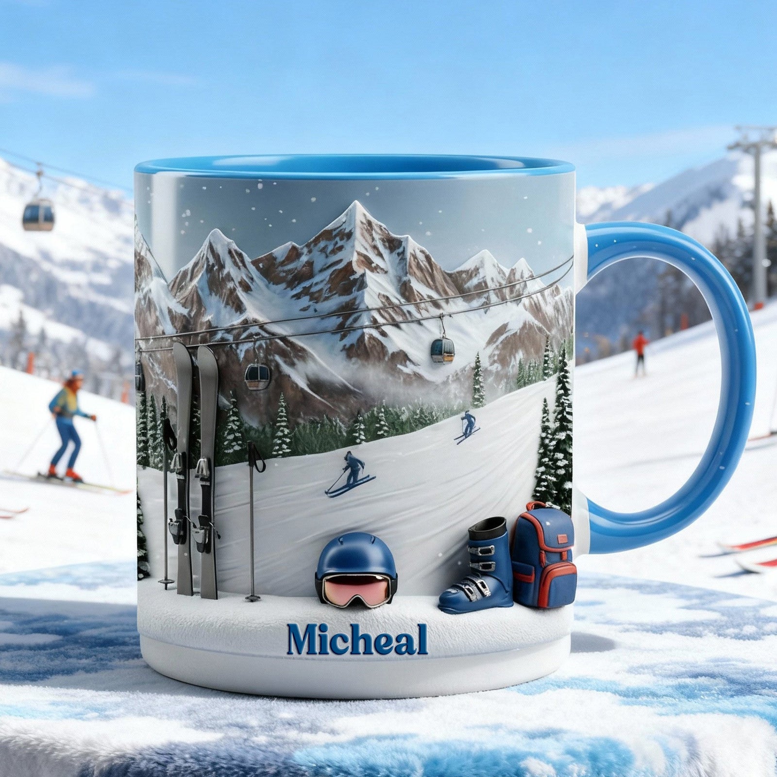 Skiing Accent Mug - Personalized Gifts For Skiing Lovers 01kimg080126 - Coffee Mug - GoDuckee