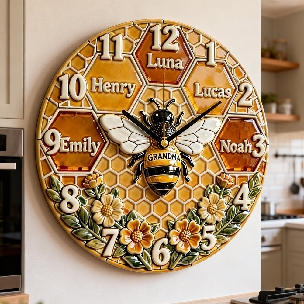 Grandma Bee Acrylic Hanging Wall Clock - Personalized Gifts For Grandma 04natn271225 - Hanging Wall Clock - GoDuckee