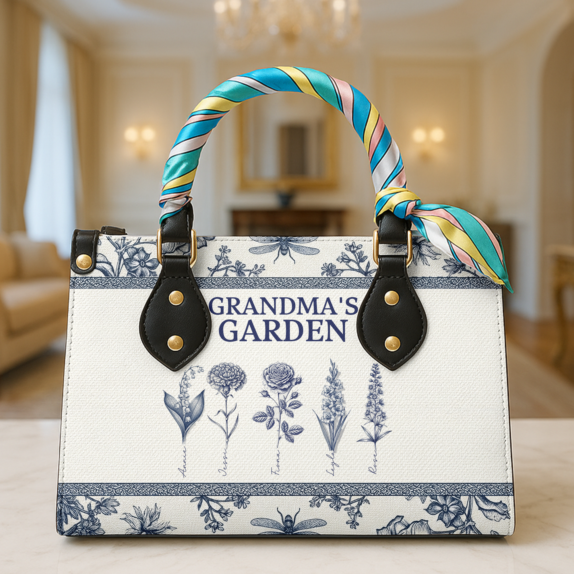 Grandma's Garden Leather Bag - Personalized Gifts For Grandma 02ohlu010825 - Leather Bag - GoDuckee
