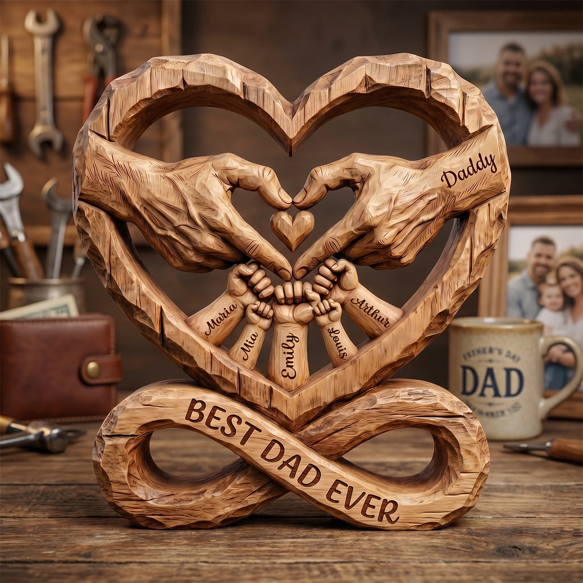 Dad Fist Bump Heart Plaque, Personalized Gifts For Dads 02QHDH140526 - Shaped Plaques - GoDuckee