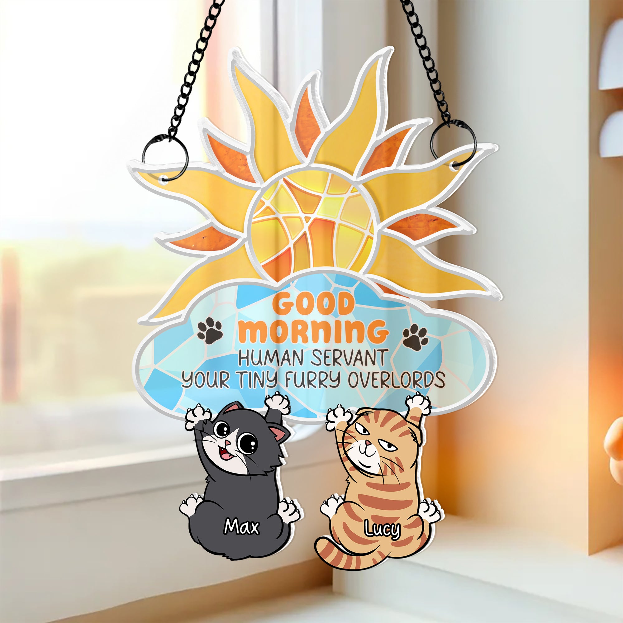 Personalized Gifts For Cat Lovers Suncatcher Window Hanging Ornament 01qhqn030624 - Ornaments - GoDuckee